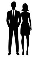 silhouettes de homme et femme isolé sur blanc Contexte vecteur