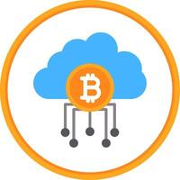 nuage bitcoin plat cercle icône vecteur