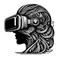 noir et blanc illustration de vr des lunettes casque vecteur