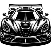 noir et blanc illustration de une hypercar des sports voiture vecteur