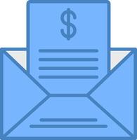 envoi postal listes ligne rempli bleu icône vecteur