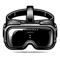 noir et blanc illustration de vr des lunettes casque vecteur