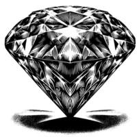 noir et blanc silhouette de une à la perfection Couper pétillant solitaire diamant gemme vecteur