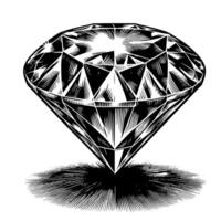 noir et blanc silhouette de une à la perfection Couper pétillant solitaire diamant gemme vecteur