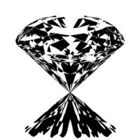 noir et blanc silhouette de une à la perfection Couper pétillant solitaire diamant gemme vecteur