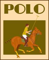 Joueur de polo à l&#39;affiche du cheval vecteur