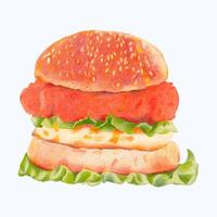 mignonne aquarelle Hamburger clipart - Télécharger délicieux Burger art vecteur