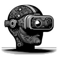 noir et blanc illustration de vr des lunettes casque vecteur