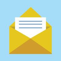 ouvert enveloppe avec lettre. courrier icône pour ordinateur, la toile et mobile app message symbole vecteur