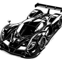 noir et blanc illustration de une hypercar des sports voiture vecteur