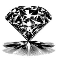 noir et blanc silhouette de une à la perfection Couper pétillant solitaire diamant gemme vecteur