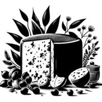 noir et blanc illustration de une traditionnel Suisse fromage vecteur