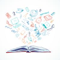 Concept d&#39;éducation à livre ouvert doodle