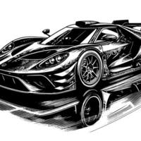 noir et blanc illustration de une hypercar des sports voiture vecteur