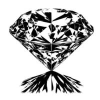 noir et blanc silhouette de une à la perfection Couper pétillant solitaire diamant gemme vecteur