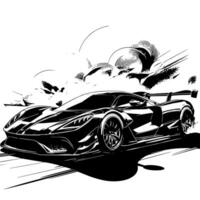 noir et blanc illustration de une hypercar des sports voiture vecteur