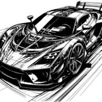 noir et blanc illustration de une hypercar des sports voiture vecteur