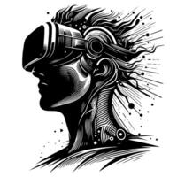 noir et blanc illustration de vr des lunettes casque vecteur