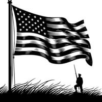 noir et blanc illustration de le Etats-Unis drapeau vecteur