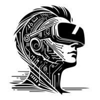 noir et blanc illustration de vr des lunettes casque vecteur