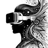 noir et blanc illustration de vr des lunettes casque vecteur