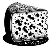 noir et blanc illustration de une traditionnel Suisse fromage vecteur