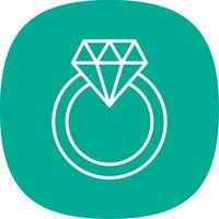 diamant bague ligne courbe icône conception vecteur
