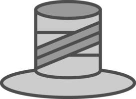 Haut chapeau ligne rempli niveaux de gris icône conception vecteur