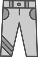 jean ligne rempli niveaux de gris icône conception vecteur