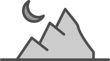 Montagne ligne rempli niveaux de gris icône conception vecteur