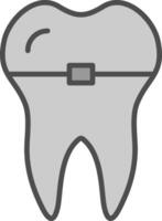 un appareil dentaire ligne rempli niveaux de gris icône conception vecteur