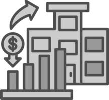 marché investissement ligne rempli niveaux de gris icône conception vecteur