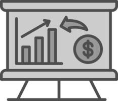 le revenu graphique ligne rempli niveaux de gris icône conception vecteur