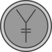 yen ligne rempli niveaux de gris icône conception vecteur