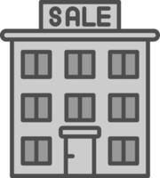 maison pour vente ligne rempli niveaux de gris icône conception vecteur