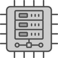 CPU ligne rempli niveaux de gris icône conception vecteur