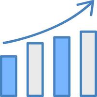 croissance ligne rempli bleu icône vecteur