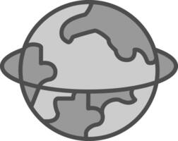 planète ligne rempli niveaux de gris icône conception vecteur