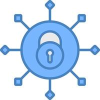 Sécurité relier ligne rempli bleu icône vecteur
