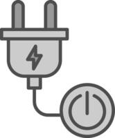 Puissance bouton ligne rempli niveaux de gris icône conception vecteur