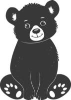 silhouette mignonne ours poupée noir Couleur seulement plein corps vecteur