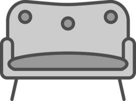 canapé ligne rempli niveaux de gris icône conception vecteur