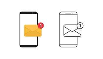 Smartphone et notification par e-mail icône vecteur signe sur fond blanc