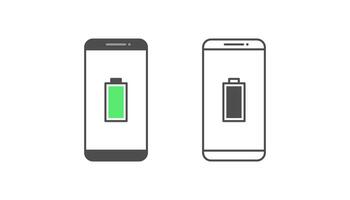 conception de vecteur de notification de smartphone et de batterie sur fond blanc