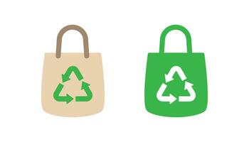 icône de sac écologique, sac et conception de vecteur d'icône de recyclage