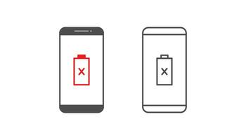 conception de vecteur de notification de smartphone et de batterie sur fond blanc