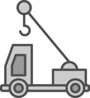 grue un camion ligne rempli niveaux de gris icône conception vecteur