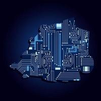carte de contour du saint-siège avec un circuit électronique technologique. vecteur
