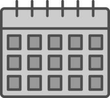 calendrier ligne rempli niveaux de gris icône conception vecteur