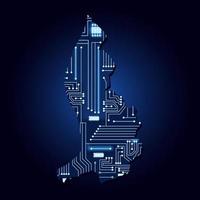 carte de contour du liechtenstein avec un circuit électronique technologique. vecteur